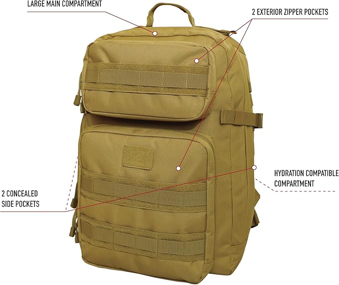 Rothco Fast Mover Tactical Backpack - Outdoor Hiking Pack for EDC Essential Gear (Olive Drab)
