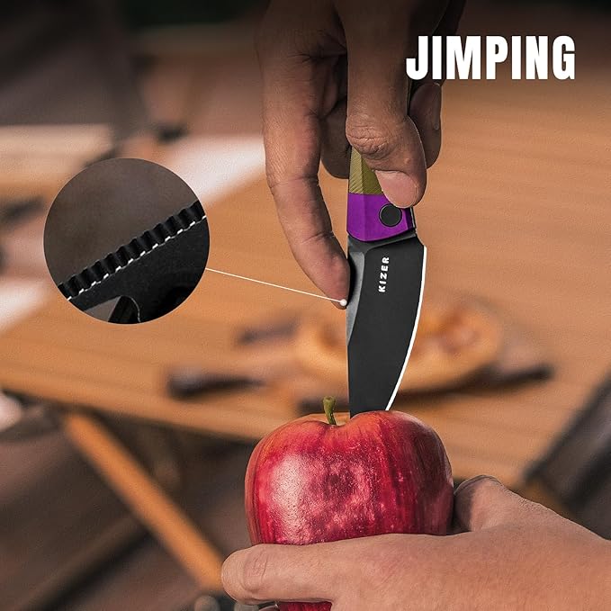 Kizer Mini Momo EDC Pocket Knife 3.2” Nitro V Blade Pocket Folding Knife with Aluminum+PEI Handle Front Flipper EDC knife with Pocket Clip for Men Women Camping Hunting Survival Knives V3663A1