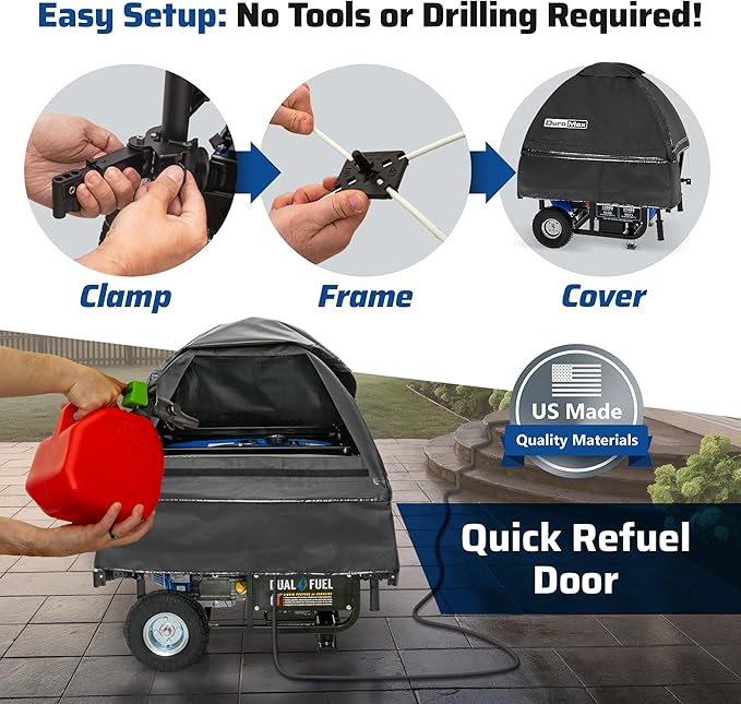 DuroMax DMX-GTX Portable Generator Running Cover – Weatherproof Outdoor Vinyl Canopy Fire- &amp Wind-Resistant Universal Open Frame Fit