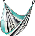 Handwoven Hanging Chair by Yellow Leaf Hammocks - Fits 1 Person 330lb Max - Kick Back for Full-Body Recline - Weathersafe Ultra Soft Hang Anywhere - Color: Turquoise - Black -White