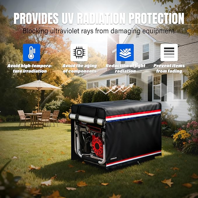 Running Generator Cover Double Layer Generator Cover Heavy Duty Waterproof Universal Size 32 x 24 x 24 in. Fits Most 5000-10000 Watt Generators. Black. 32×24×24 inches