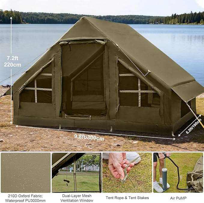 Inflatable Tents for CampingEasy Blow Up Tent with Hand Pump4 Seasons Waterproof Air Inflatable Camping Tent House for Family Weekend Camping