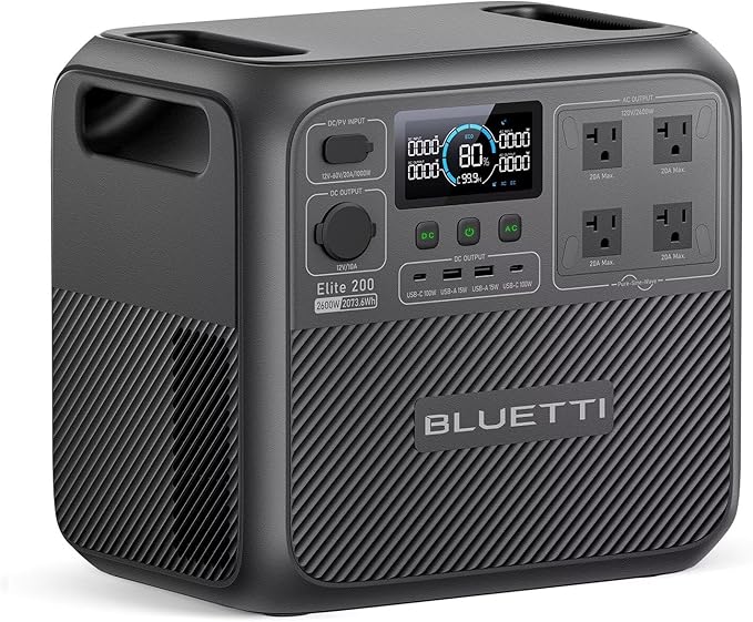 BLUETTI Elite 200 V2 Portable Power Station 2073.6Wh LFP Battery Backup w/ 4 2600W AC Outlets (3900W Power Lifting) 0-80% Fast Charging in 50 Min Solar Generator for Camping Off-grid and Emergency