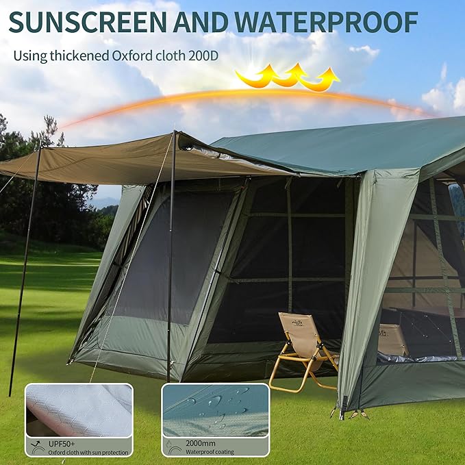 DanCoom 16.4x11.5 Ft Screen House Tent Large Gazebo Screen Tent Mesh Canopy Shelter with Waterproof &amp Sunshade Roof Easy Setup for Camping Backyard Beach