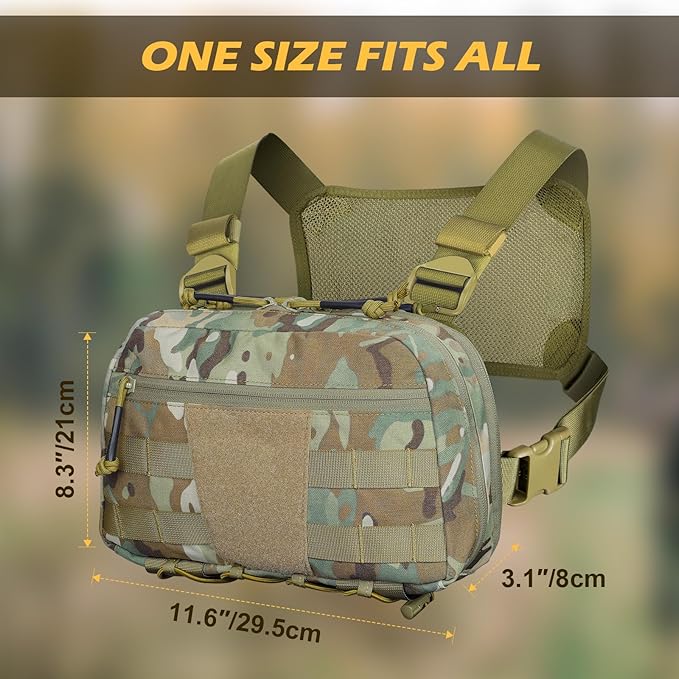 Tactical Chest Pack Bag Molle EDC Pouch Bag with CCW Compartment Adjustable Strap Workouts Fishing Hunting