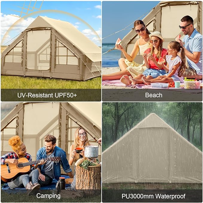 Inflatable Tents for CampingEasy Blow Up Tent with Hand Pump4 Seasons Waterproof Air Inflatable Camping Tent House for Family Weekend Camping