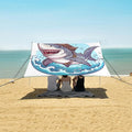 ALAZA Pirate Shark Cartoon Beach Tent Sun Shelter UPF50+ Protection Beach Shade Canopy w/ 4 Sandbags for Outdoor Camping Fishing Backyard Fun Picnic 10x9 ft