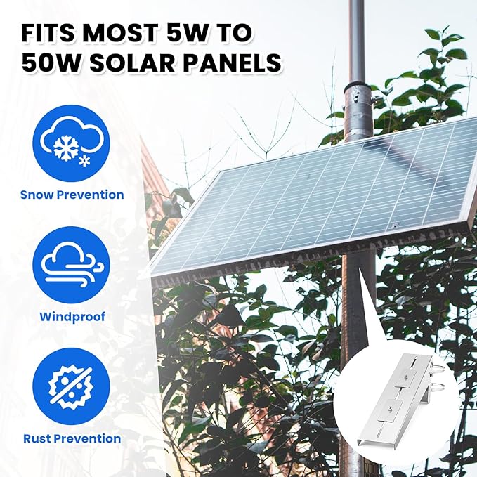 Yaocom 2 Pack Solar Panel Pole Mount Kit Universal Angle Adjustable Solar Panel Brackets Single Arm Pole from 5w to 50w