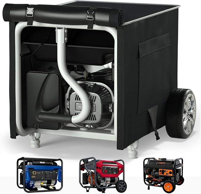[New Upgraded] 900D Heavy Duty Waterproof Generator Cover Generator Cover for Outside 32L x 24W x 24H Cover Universal 5000W-10000W Outdoor Generator Storage Box All Season Protection Black
