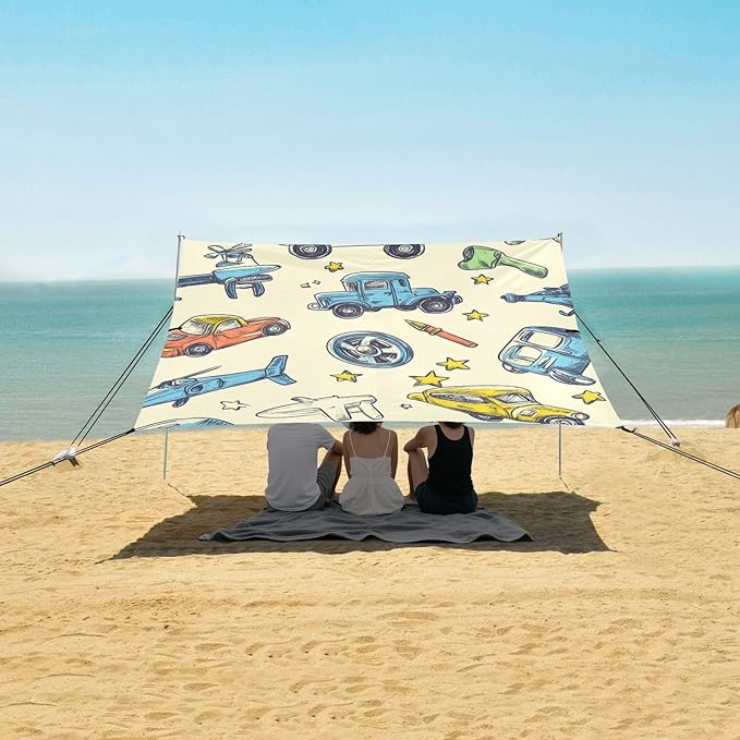 ALAZA Truck Car Helicopter Star Beach Tent Sun Shelter Portable Canopy Sunshade for Outdoor Camping Picnics Backyard Fun 10x9 ft