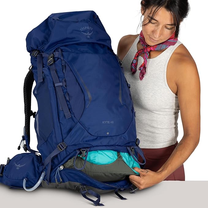 Osprey Kyte 48L Women's Backpacking Backpack - Hiking &amp Camping Bag with Waterproof Raincover Barley Brown Medium/Large