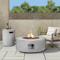 2-Piece Outdoor Propane Fire Pit Table Set w/Tank Cover Table 36-inch 50000 BTU Concrete Firepit SUS201 Round Burner with Steel Lid Lava Rocks Rain Cover