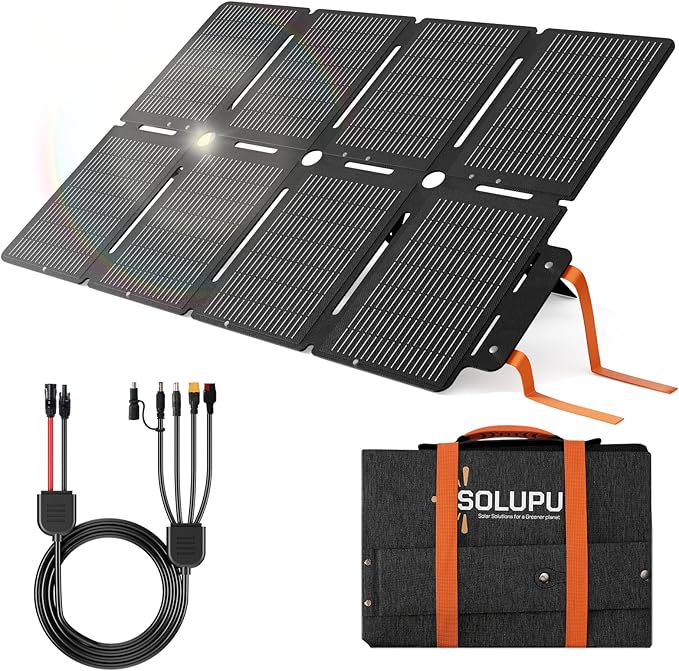 SOLUPUP 100W Portable Solar Panels-24% High Efficiency-Compact 8-fold Design MC-4 Output for Power Station Generator Power Banks RV &amp Emergency IP67 Waterproof for Camping RV Travel Outdoor Activi