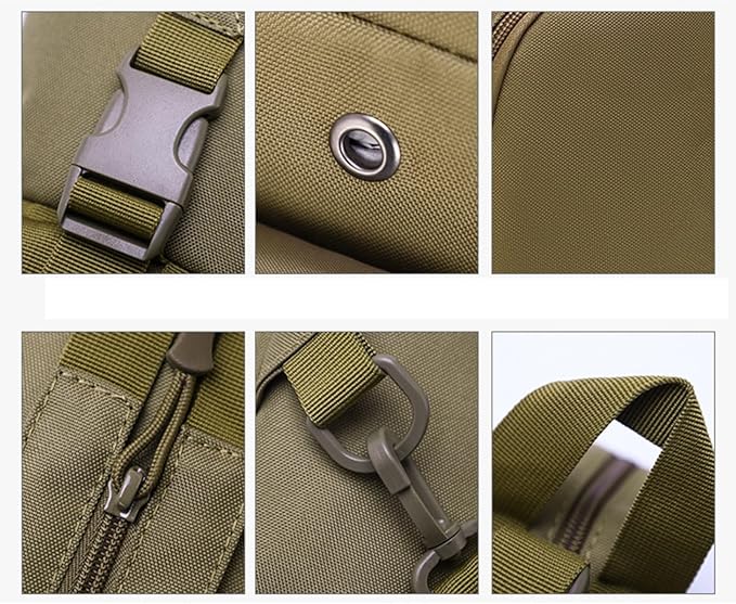 Military Casual Chest Sling Bags with Water Bottle Holder Lightweight Crossbody Daypack(Khaki)