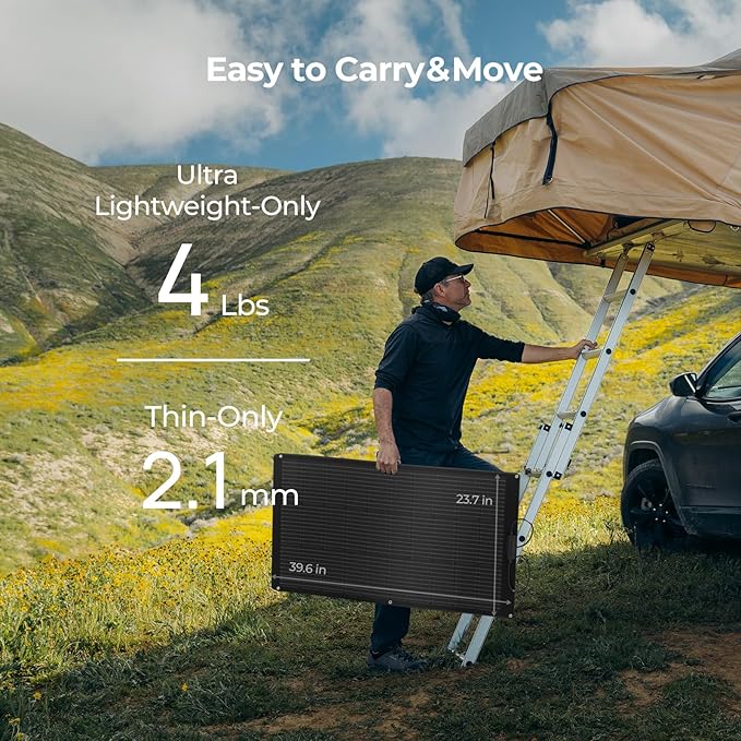 BougeRV Arch 100 Watt Fiberglass Flexible Solar Panel 23% High-Efficiency 270° Lightweight Portable Bendable 12 Volts 10BB Mono Cell for RV Camping Home Boat Marine Curve Surface Black