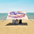 ALAZA Unicorn Flowers Beach Tent Sun Shelter UPF50+ Protection Beach Shade Canopy w/ 4 Sandbags for Outdoor Camping Fishing Backyard Fun Picnic 10x9 ft