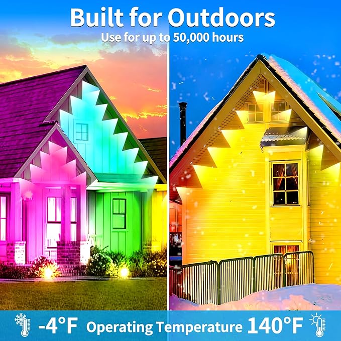 500FT Permanent Outdoor Lights House Outside Permanent Christmas Lights App/Remote Control IP67 Waterproof Permanent led Lighting for house roof decor Christmas Daily &amp Holiday Party Decor