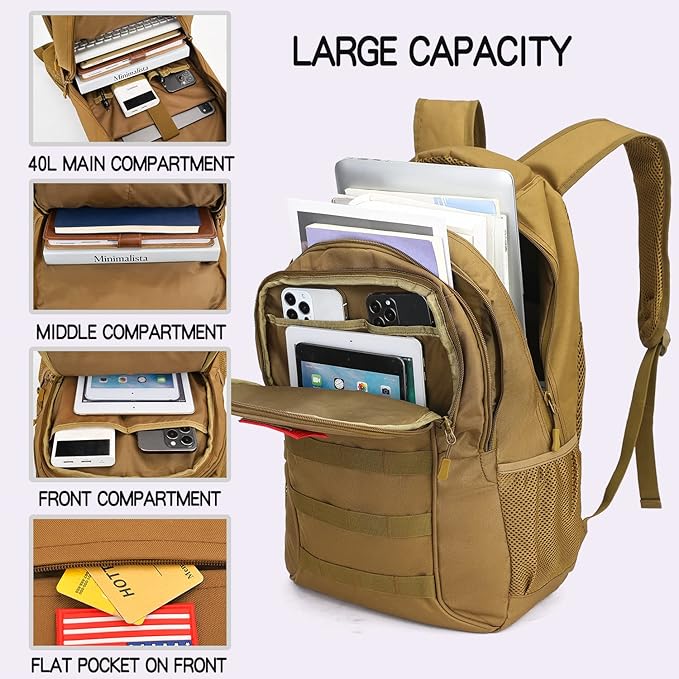 outdoor plus Camo Backpack for BoysMilitary Teen Backpack with USB Port Army Bookbag for School Tactical
