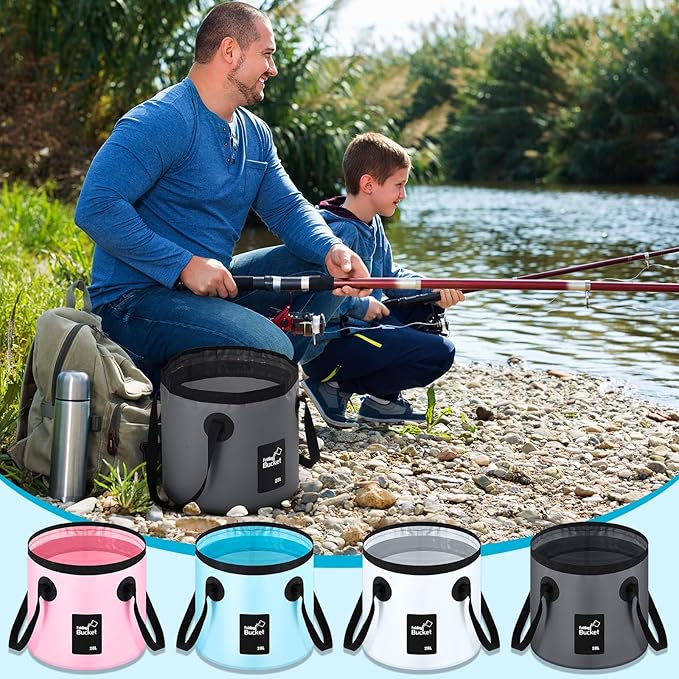 Tessco for you 4 Pcs 20L Collapsible Bucket with Handle 5 Gallon Portable Folding Bucket Foldable Water Container for Camping Hiking Fishing Beach Car Washing