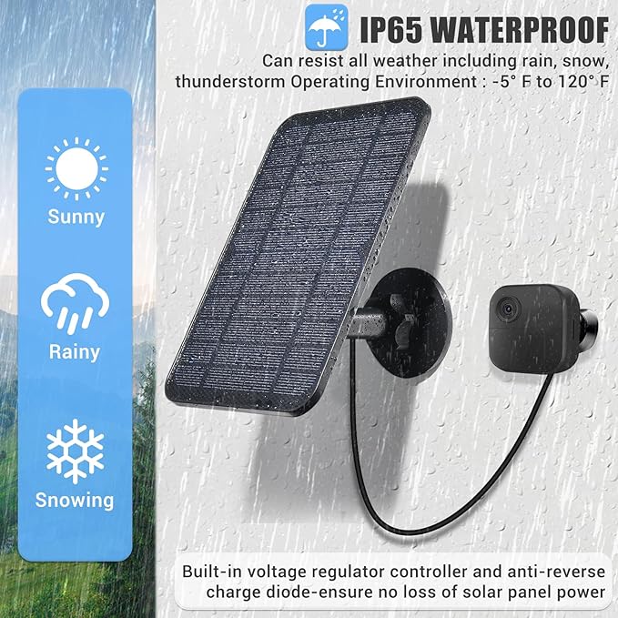 Solar Panel Compatible with Blink Camera Outdoor 4 (4th Gen) 4W Waterproof Solar Panel Charger with Battery for Blink Camera 4th Gen with 13.12ft Charging Cable and 360°Adjustable Mount