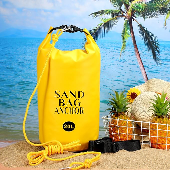 ShinyRelief 2 Set 10L/20L Sand Anchor Bags 2 in 1 PWC Kayak Anchor Kit for Float with Adjustable Straps Waterproof Dry Bags for Kayak Boat Pool Beach Floats Inflatables Water Sports