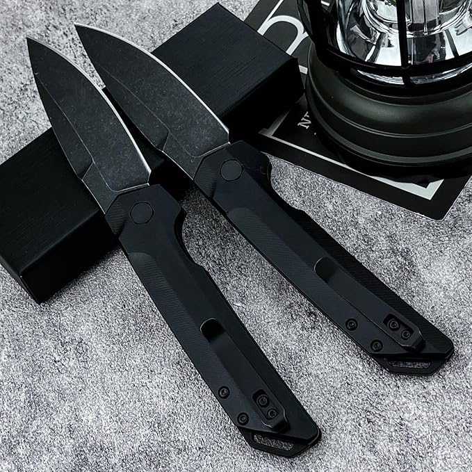 8'' One-handed Development Pocket KnifeBlackout Utility Folding Knives3.43 8Cr13Mov BladeDurable G10 Handles and Reversible PocketclipCamping EDC Tool for Men's Gifts