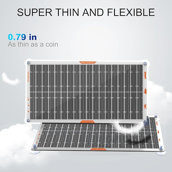 OYMSAE White 10W Solar Car Battery Charger Portable 12V Trickle Battery Charger &amp Maintainer Waterproof Solar Panel for Car Boat Automotive RV