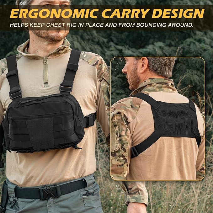 Tactical Chest Pack Bag Molle EDC Pouch Bag with CCW Compartment Adjustable Strap Workouts Fishing Hunting
