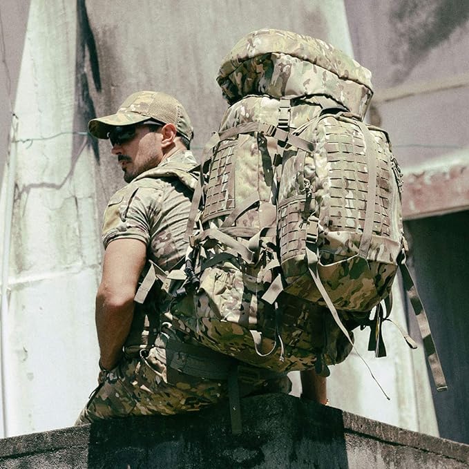 MT Military Army Large Rucksack with Detacheable Assault Backpack Hydration Pack Shoulder Straps and Waist Belt Metal Frame | Detacheable Hydration Pack Shoulder Straps Waist Belt Metal Frame