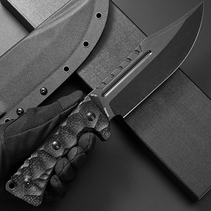 Eafengrow EF161 Fixed Blade Knife Sleipner Steel Blade Micarta Handle Full Tang EDC Tool Fix Knifes for Camping Hunting Bushcraft