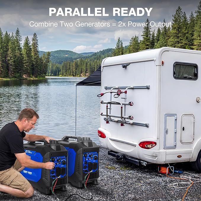 BILT HARD Ultra-Quiet 4500W Inverter Generator Dual Fuel (Gas/Propane) with CO Sensor 4-Cycle RV Ready &amp Parallel Capable for Home Backup and Camping
