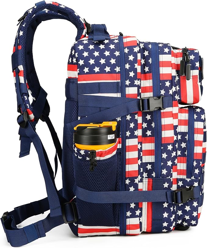 Lovelinks21 45L Tactical Assault Backpack 3 day assault pack with Molle Waterproof backpack Rucksack for Tactical Backpacks (Flag)