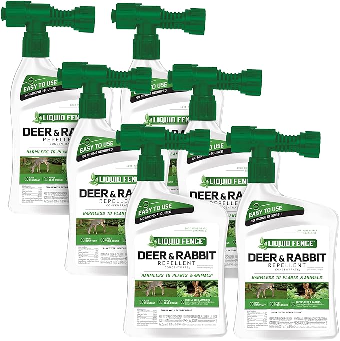 Liquid Fence Deer And Rabbit Repellent Concentrate Hose-End Sprayer 32 Ounces 6 Pack