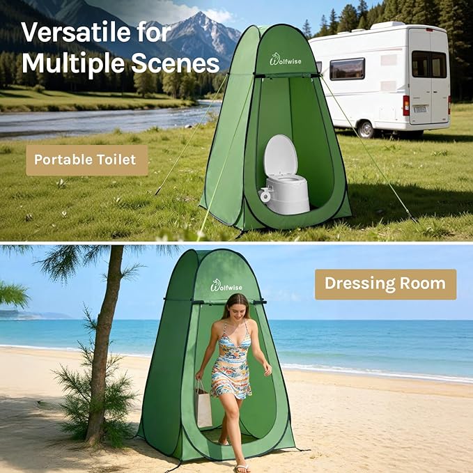 Wolfwise Pop Up Shower Tent for Camping Portable Instant Changing Tent with Ventilation Window &amp Carry Bag Privacy Bathroom Toilet for Beach &amp Outdoor Width 40  Height 75  Green