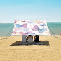 ALAZA Pink &amp Blue Butterfly Beach Tent Sun Shelter UPF50+ Protection Beach Shade Canopy w/ 4 Sandbags for Outdoor Camping Fishing Backyard Fun Picnic 10x9 ft