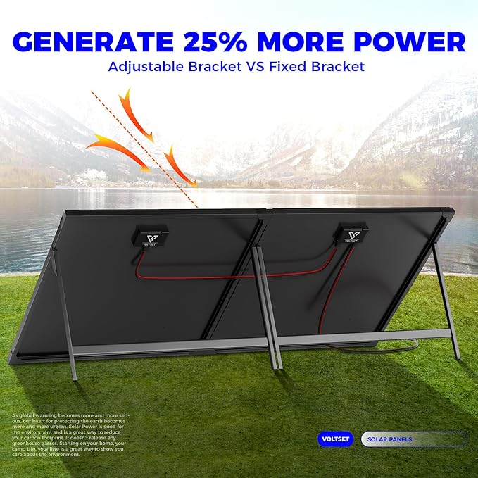 VOLTSET 100 Watt 12 Volt Portable Solar Panel with Waterproof 10A Charger Controller Foldable 100W Solar Charger Suitcase with H-Bracket for Power Station Car Camping RV Boat and Outside