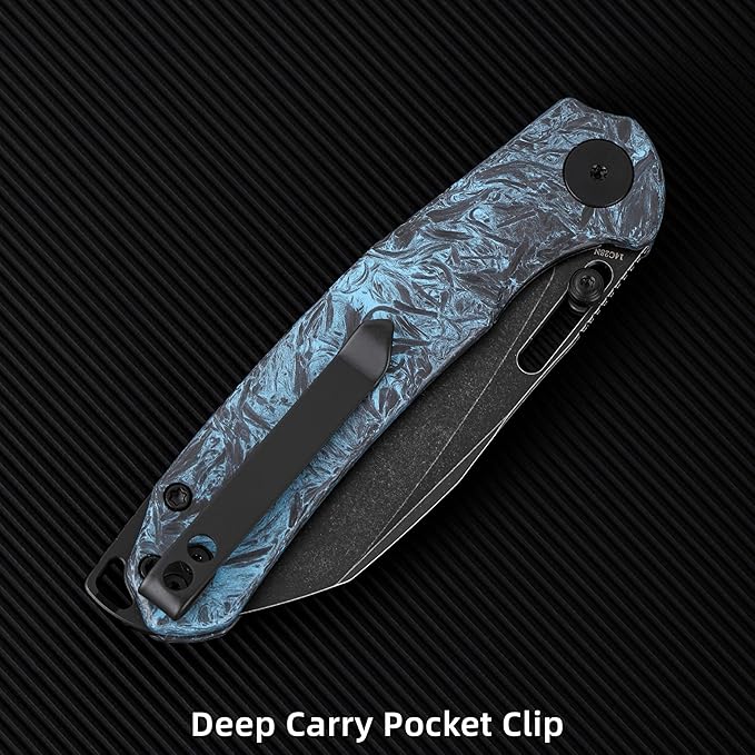 Folding Pocket Knife 3.1 Stonewash Blade EDC Knife with Safety Liner Lock Small Pocket Knife with Clip for Men Sharp Camping Hiking Hunting Survival Knives