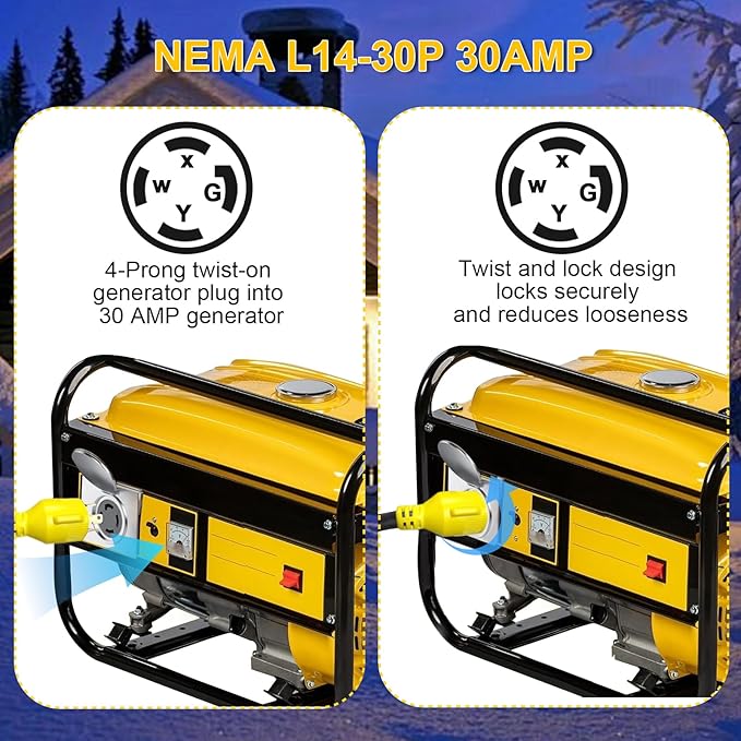 1ft NEMA L14-30P to SS2-50R RV Marine Power Generator Adapter Cord 30Amp Twist Lock Generator L14-30P Male to 50Amp Marine Shore Power SS2-50R Female with Locking Ring ETL Listed