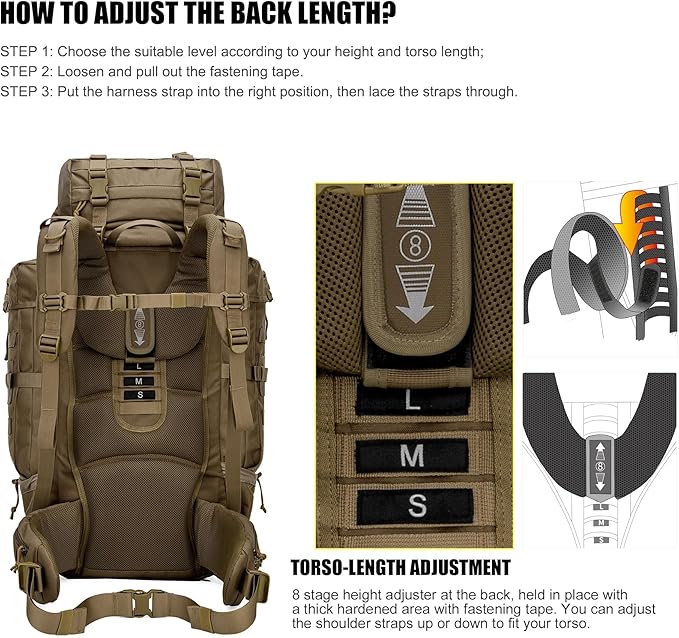 Mardingtop 70L Internal Frame Backpack for HuntingCampingHiking Backpacking Backpack with Rain Cover