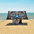 ALAZA Wolf Head Boho Beach Tent Sun Shelter UPF50+ Protection Beach Shade Canopy w/ 4 Sandbags for Outdoor Camping Fishing Backyard Fun Picnic 10x9 ft