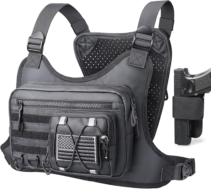Chest Bag for Men Women Tactical Chest Rig with Holster Sport Chest Pack for Outdoor Running Vest for Hiking Cycling Travel Workouts EDC