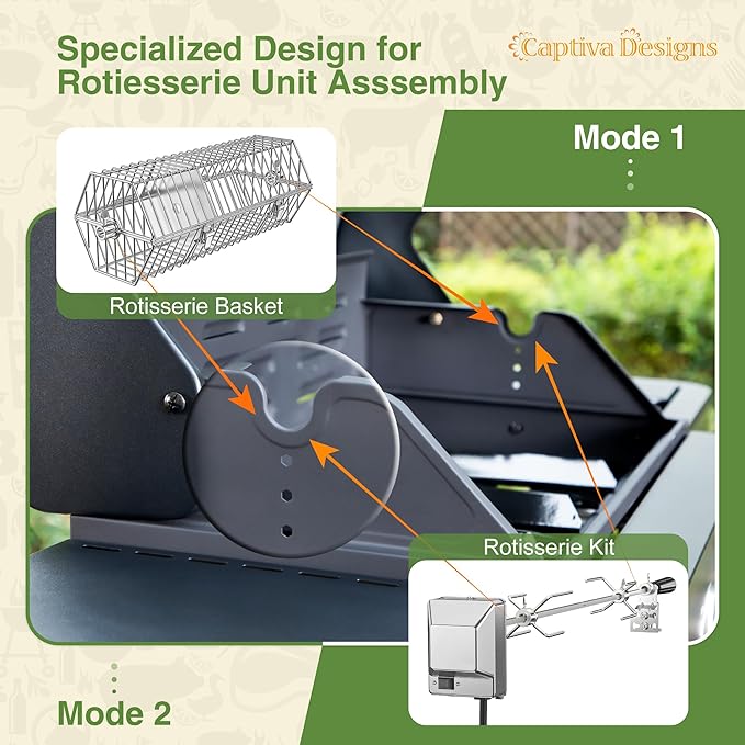 Captiva Designs 4-Burner Propane Gas BBQ Grill with Side Burner &amp Porcelain-Enameled Cast Iron Grates 46700 BTU Output for Outdoor Cooking Kitchen and Patio Backyard Barbecue Black