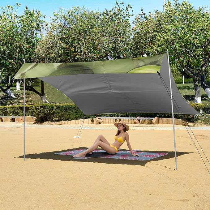 ALAZA Avocado Marble Background Beach Tent Sun Shelter Portable Canopy Sunshade for Outdoor Camping Picnics Backyard Fun 10x9 ft