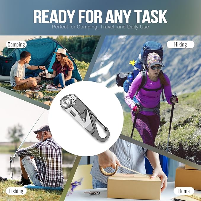 TACRAY Vinto 5-in-1 Titanium Small Pocket Knife – Ultra-Light Mini EDC Multitool Utility Knife with Folding Blade Seatbelt Cutter Bottle Opener &amp Screwdriver Compact Everyday Carry