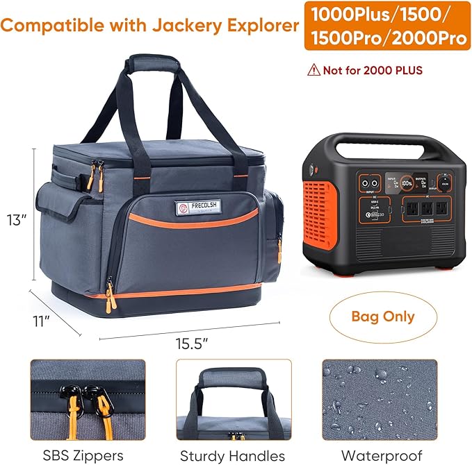 Travel Carrying Case Compatible with Jackery Explorer 1500 Portable Power Station Storage Case with Water- proof Bottom and Pocket for Jackery Accessories Solar Generator Storage Bag Only