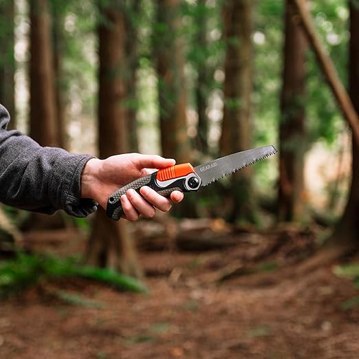 GEAR AID Skara Dual Position Folding Camp Saw and Protector Sheath Ideal for Cutting 2.5” Diameter Wood for Camping Hiking Trail Maintenance Hunting and General Pruning