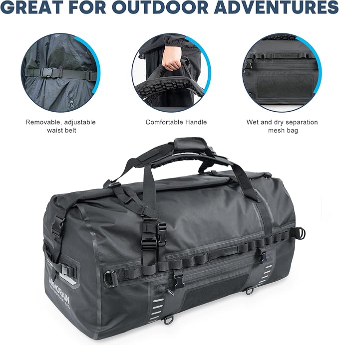 120-140L large Capacity Airtight Waterproof Travel Dry BagEquipped with Durable Inflatable Shoulder Straps and Handles Suitable for Diving Equipment Motorcycles Rowing Kayaking Camping