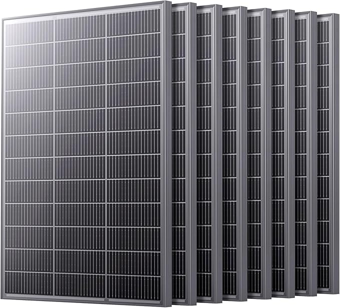 N-Type 100W 12V Solar Panel 8-Pack (800W Total) 25% High-Efficiency Compact 16BB Monocrystalline Solar Panels for RV Off-Grid Cabin &amp Home Backup Power