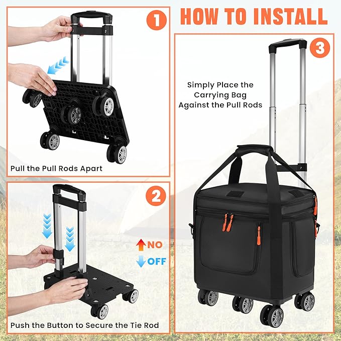 Carrying Bag with Wheels Compatible with Jackery Explorer 1000 V2 Soft Portable Power Station Storage Case Powerstation Roller Bag with Wheels and Side Zipper Multi-Pocket Shoulder Strap