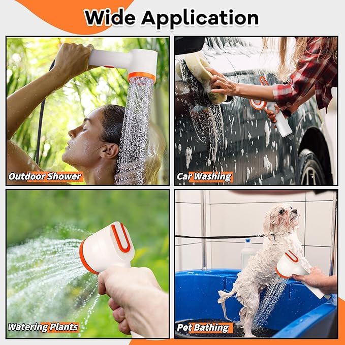 Portable Shower with Heater 2500mAh Rechargeable Portable Camping Shower Pump with Light 5 Gal Foldable Bucket Digital Display for Hiking Travel Pets &amp Car Washing Wartering Plants